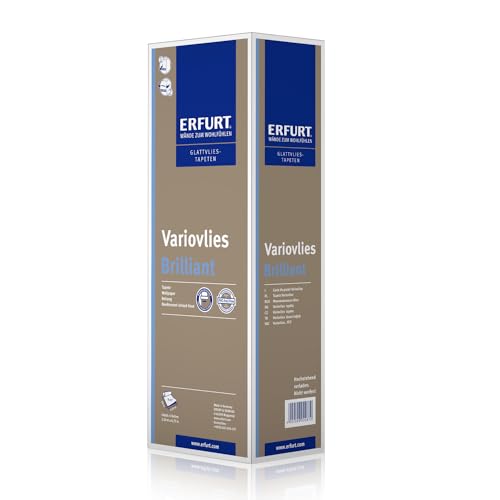 Erfurt Variovlies Vliestapete BRILLIANT Karton 20 m x 0,75m weiße Tapete 6 Rollen 90 m2, überstreichbar 100% Vlies