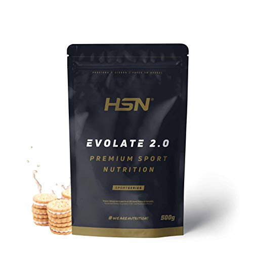 HSN Evolate 2.0 | Whey Protein Isolate | Molkenprotein Isolat + Verdauungsenzyme (Digezyme) + Muskelmasse | Vegetarisch, glutenfrei, sojafrei, Geschmack: Cookies and Cream, 500g