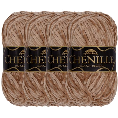 JubileeYarn Chenille-Garn – Kammgewicht – 100 g/Knäuel – Cannoli – 4 Knäuel