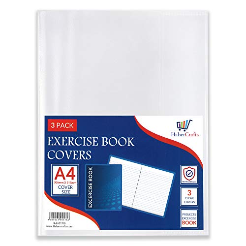 A4 Book Cover Kunststoff Übungsbuch Hüllen Klar Schule Notebook Schutzhülle Folie Transparente Jacke Schutzhülle Bücher 30 cm x 21 cm (A4 Größe – 24 Stück)