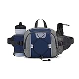 Gürteltasche Bauchtasche mit Flaschenhalter,Damen und Herren Fanny Pack,Verstellt Bauchtasche,Handyfach Wasserdicht Hüfttasche für Laufen,Wandern,Radfahren,Camping Reisen(Dunkelblau)