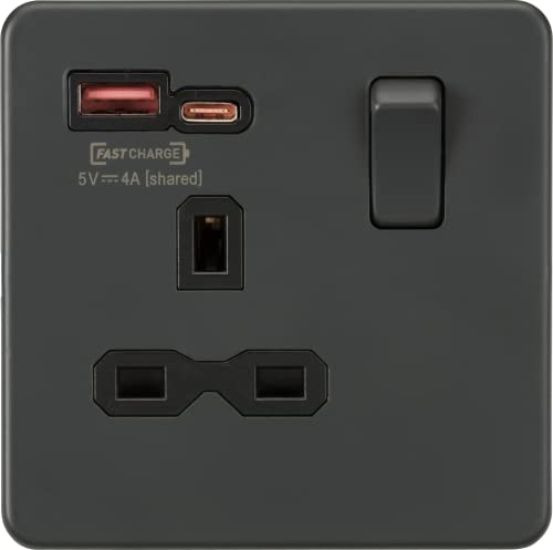 Schraubenlose 13 A 1G geschaltete SKT mit Dual-USB-Schnellladeanschlüssen A/C; 5–12 V 4 A gemeinsam