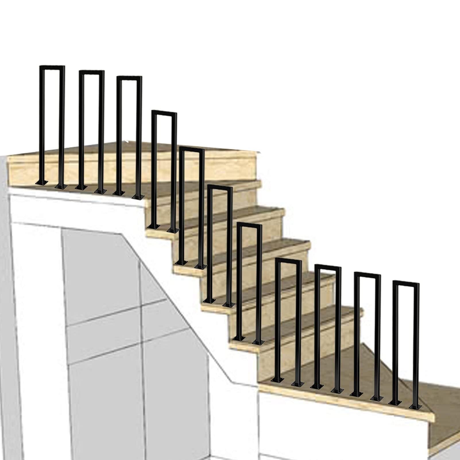 Geländer Handlaufgeländer for Treppen, Terrassendielen, schwarzes Geländer, rutschfeste Sicherheitsstütze, 200 kg, for Stufen im Innen- oder Außenbereich (Size : 95cm)