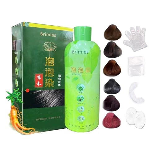Brimless Shampoo, 3-in-1-Pflanzenblasen-Haarfärbeshampoo, rein pflanzlicher, natürlicher Kräuterextrakt, weiße Haarfarbe, Blasenfarbstoff (Color : Black)