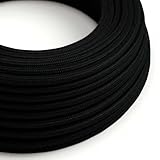 creative cables Textilkabel rund, schwarz Baumwolle, RC04-10 Meter, 3x0.75