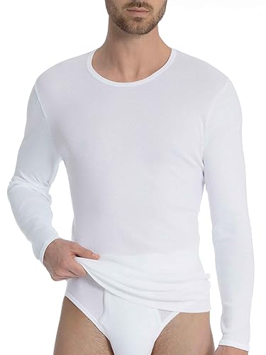Calida Herren Langarmshirt Cotton 1:1, Einfarbig, Gr. Large (Herstellergröße: L 52/54), weiß (weiss 001)