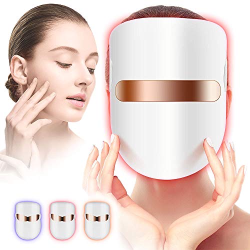 Yofuly LED Gesichtsmaske, 3 USB Farben Therapiemaske Photonentherapie Maske für Gesicht Anti-falten Akne Entfernung Hautverjüngung Poren schrumpfen Ölige Haut Anti Aging Therapie Beauty