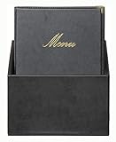 Securit Speisekarten Classic, 20er Box, DIN A4 Format, schwarze Lederoptik, mit doppelseitiger Schutzhülle für 4 Seiten A4, erweiterbar