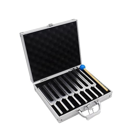 Durratou 8-Teiliges Stimmgabel-Set, 256–512 Hz, Gesundheitsphysik, Vibrationsdiagnose + Hammer-Vibrationstherapie-Werkzeug-Set für die Chakra-Heilung