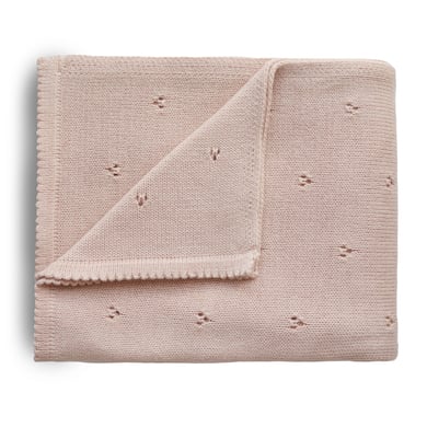 Mushie Gestrickte Decke für Baby und Kinder | Decke auf 80x100 cm und 100% Bio-Baumwolle | Vielseitig und Perfekt für jedes Wetter (Pointelle Blush)