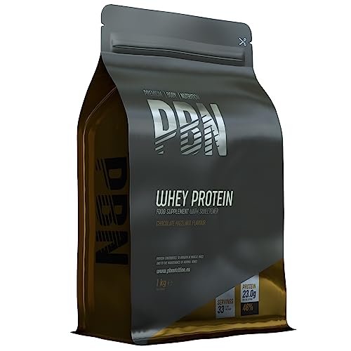 Premium Body Nutrition Whey Protein / Molkeeiweißpulver, 1 kg Schokolade Haselnuss, Neuer verbesserter Geschmack