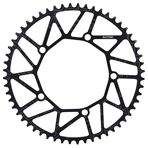BOROCO Fahrradkettenblatt, Fahrrad Positive und Negative Zähne 130BCD Kurbel Single Disc 130BCD 50 52 54 56 58T für die meisten Fahrräder Rennräder Mountainbikes(56T)
