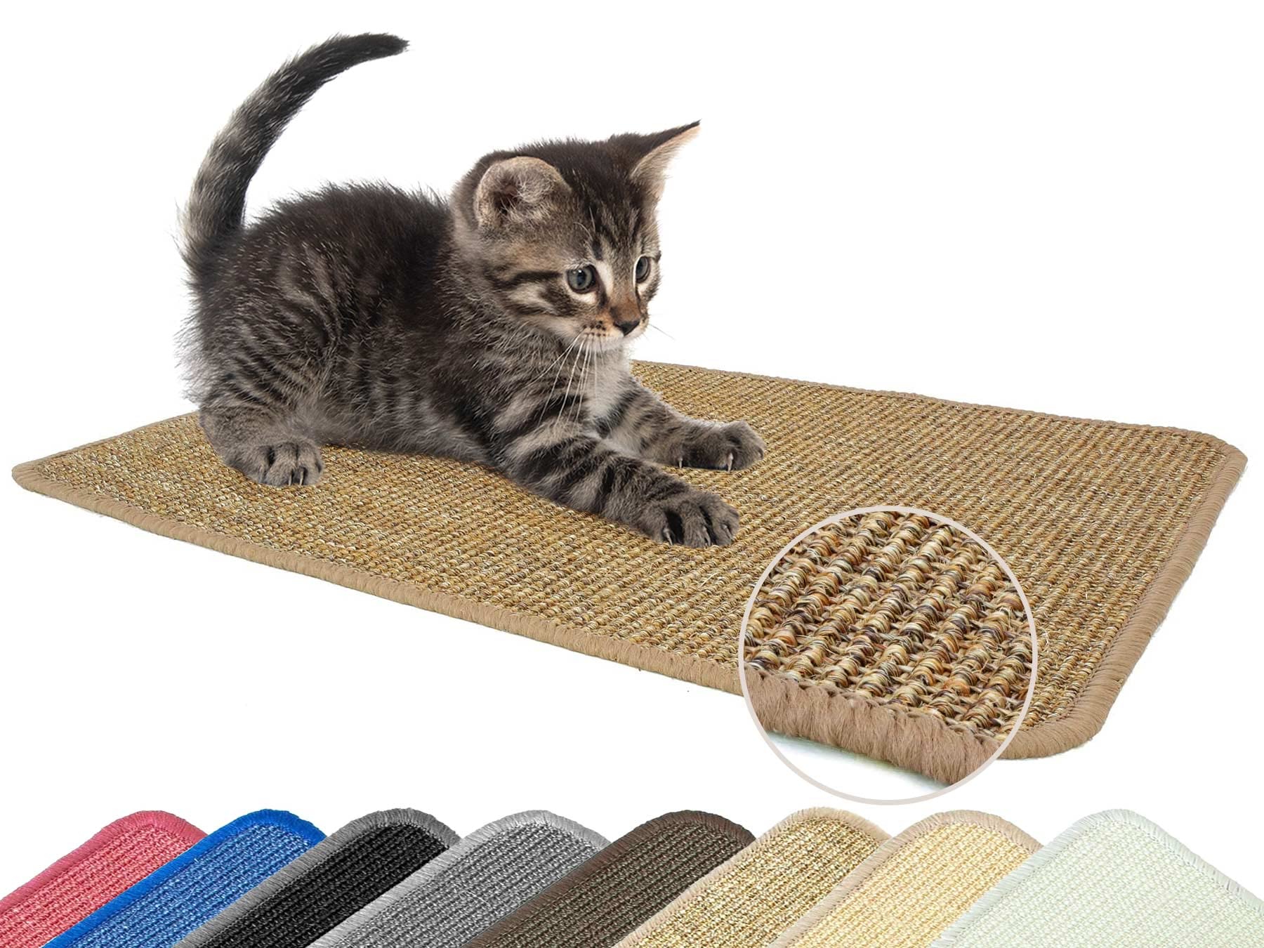 Primaflor Katzen-Kratzmatte - Nuss, 100 x 100 cm, Rutschhemmende Sisalmatte für Krallenpflege, Robuster Kratzpad für Wand, Boden oder Kratzmöbel