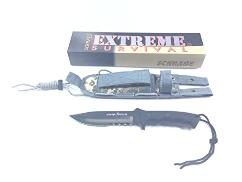 Schrade SCHF3 Outdoormesser | Klingenlänge: 15.88 cm-Griff: Gerillt schwarz micarta-Extreme Survival, Steel, mehrfarbig