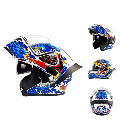 Motorrad-Doppellinsen-Helm Ohne Abdeckung, Motorradhelm, Personalisierbar, Großer Heck-Fahrer-Sicherheits-Vier-Jahreszeiten-Universal-Helm ( Color : #12 , Size : M(57-58CM) )