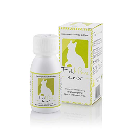 FeliMove Senior Liquid (60 ml) | Ergänzungsfutter für Katzen Senioren mit DHA, Ginkgo, B12, FloraGlo | Unterstützung für Augen und Gehirn im Alter