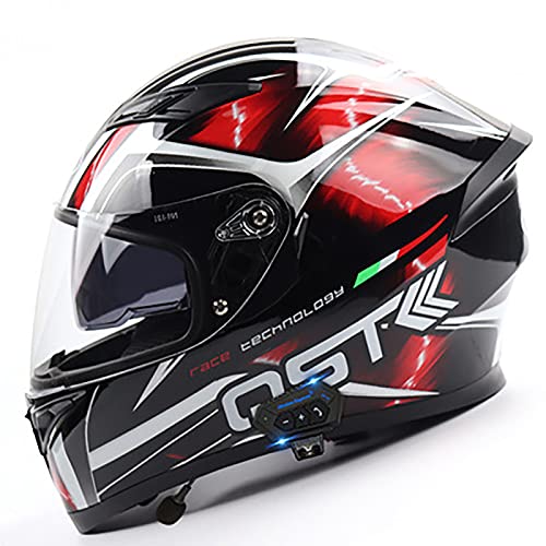 YLXD Bluetooth Klappbarer Motorradhelm, ECE-Zugelassener Sicherheit Anti-Fog Dual Sunshade Modularer Vollgesichts-Motorrad-Bluetooth-Helm, Geeignet Für Männer Und Frauen E,L