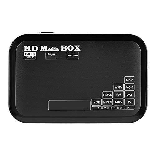1080P Media Player-Box, Full HD Mini-Box Unterstützung für Video-Media-Player MKV, AVI, TS/TP, M2TS, RM/RMVB, MOV, VOB, FLV, WMV 110-240V(EU Plug)