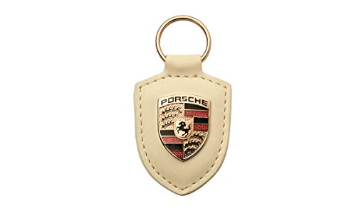Porsche Geniune Leder Wappen Schlüsselanhänger WAP0500960E Weiß