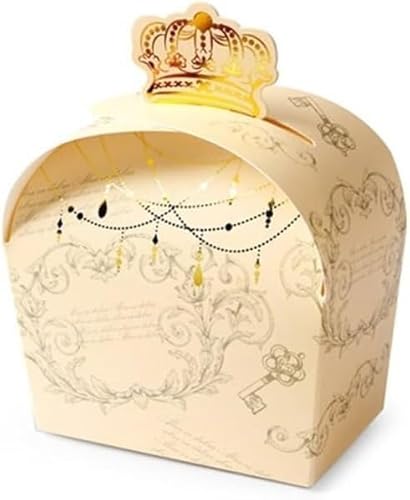❀ Süßigkeiten-Schachtel, Bronzing Crown Geschenkbox, faltbar, for Hochzeit, Party, Süßigkeiten, Farbboxen, kleine Schmuck-Papierbox (Farbe: Rosa, Größe: 50 Stück_8,5 x 5 x 9,5 (Farbe: Rosa, Größe) (C