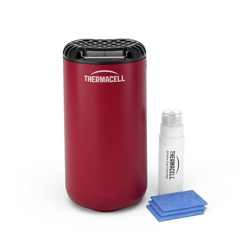 Thermacell Mini Halo Mückenschutz für Außen, Garten und Terrasse, inklusive 12-Stunden-Nachfüllpackung, geruchsneutral, Mückenschutz bis zu 21 Quadratmeter, Magenta