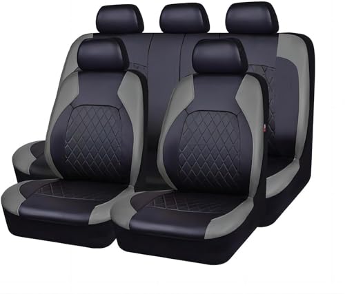HOLIV 9 Stück Auto Leder Sitzbezüge für Jeep Grand Cherokee (2005-2010), Auto Schonbezug Full Set Komfortables Auto Innenraum Zubehör,A-Grey