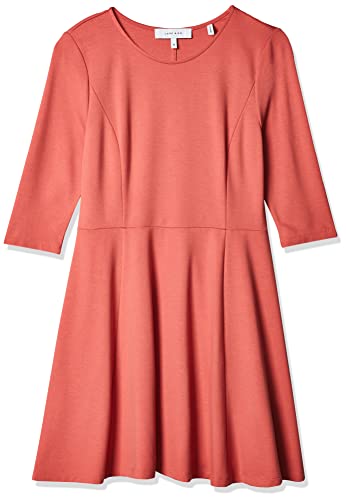 Lark & Ro 3/4 Sleeve Knit Fit and Flare Dress Kleid, Faded Rose, XS