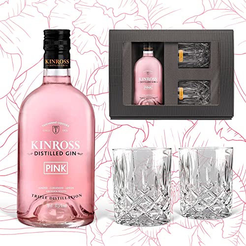 Gin Geschenkset Kinross Pink Gin (0,7 l) mit 2 Tumblergläsern - Prime Presents