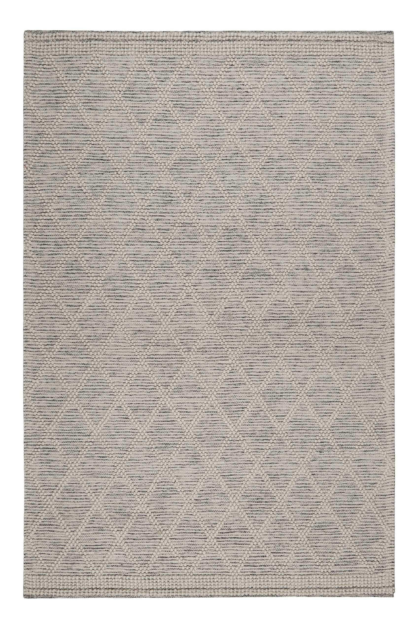 Wecon Home Esprit Handgewebter Teppich – Aus Schurwolle im Scandi-Style für Eleganz und Gemütlichkeit - Amy (140 x 200 cm, hellgrau)