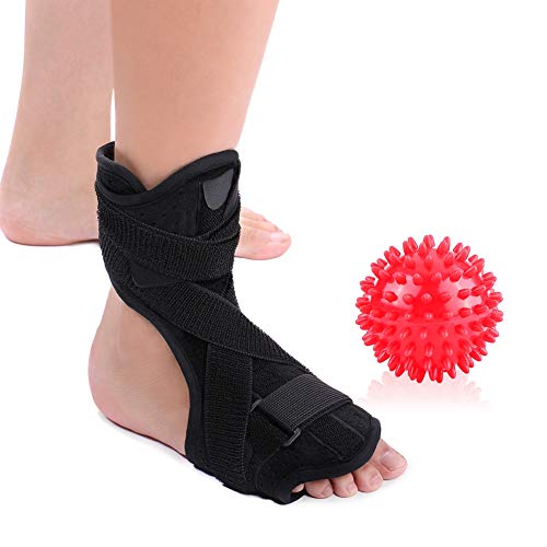 Plantarfasziitis-Nachtschiene, Fußtropfenorthese Schlafstützschiene Fußstütze mit stacheligem Massageball für orthopädische Achillessehnenentzündung