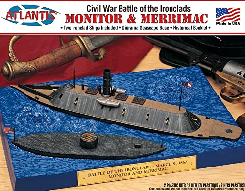 Atlantis Plastic Model Kit-Monitor And Merrimack Civil War Set -L77257