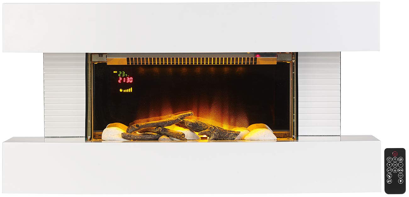 Carlo Milano Wandkamin: Design-Elektrokamin, 3D-Flammeneffekt, Wandmontage, 2.000 Watt, 81 cm (Elektro Wandkamin, Wandkamin elektrisch, Elektrischer)