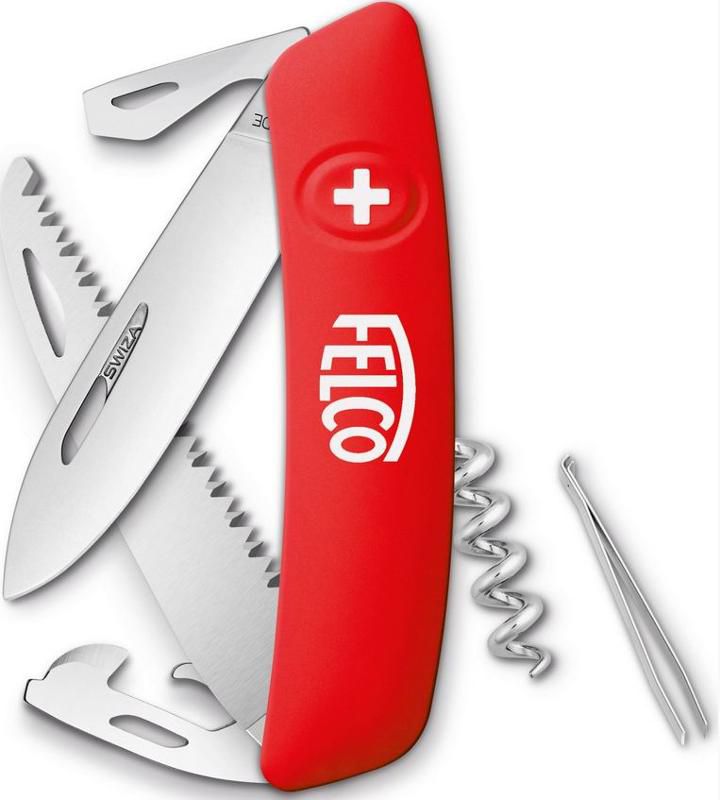 FELCO 505 Schweizer Taschenmesser, Klappmesser / Schnappmesser / Taschenwerkzeug mit 10 Funktionen, inkl. Korkenzieher und Säge, Robuste Klinge aus Edelstahl, Kratzfester Griff