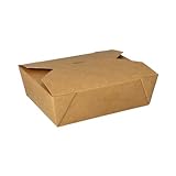 PAPSTAR 50 Lunchboxen, Pappe Pure 1000 ml 5,5 cm x 13,5 cm x 16,8 cm braun, Sie erhalten 50 Stück