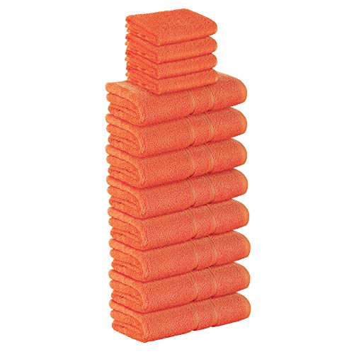 StickandShine 12 TLG. (4X Gästehandtuch / 8X Handtuch) in orange/Premium Frottee Set aus 100% Baumwolle mit 500g/m² 12er Pack