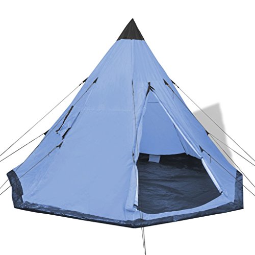 Nishore Tipi Zelt Campingzelt Outdoor Tent Camping Pyramidenzelt für Wandern Camping Hiking Hellblau 365 x 365 x 250 cm