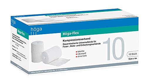 Höga-Flex 10 cm x 4 m, Kompressionsverband, latexfrei, naturweiss 10 Stück pro Packung, 1er Pack (1 x 10 Stück)