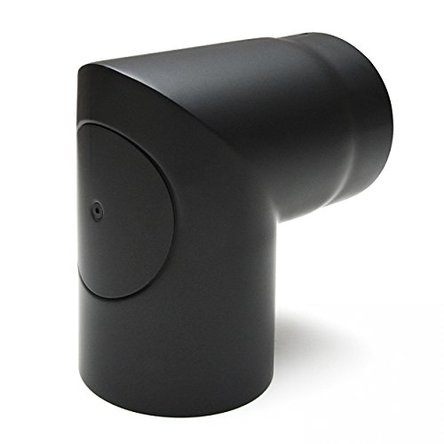 raik SH083-150-sw Raik Rauchrohrbogen/Ofenrohr 150mm - 90° zweiteilig mit Reinigungsöffnung schwarz