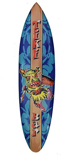Interlifestyle Surfboard 100cm Tiki Bar Tiki Feuertänzer Deko Surfbrett aus Hartholz im Paintbrush Stil