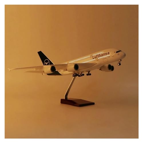 DIOTTI Aerobatic Flugzeug Maßstab 1:160, 45,5 cm, Flugzeug 380 A380 Lufthansa Airline-Modell Mit Licht (Farbe : with Light)
