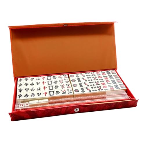 ppARK Mahjong Chinesisches Mahjong-Spielset, traditionelles Mini-Mahjong, langlebiges Mahjong-Set für den Innenbereich, für Familienzeitreisen, Balkon Mahjong Spiel