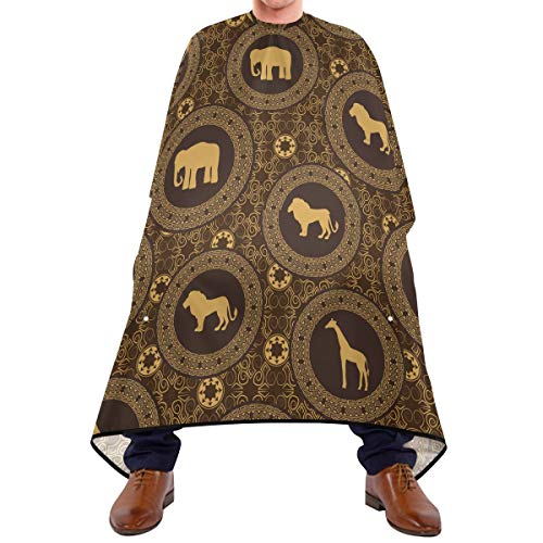 Shaving Beard Hairdressing Haircut Capes - African Stile Elephant Tiger Professional Waterproof with Snap Closure Adjustable Hook Unisex Hair Cutting Cape