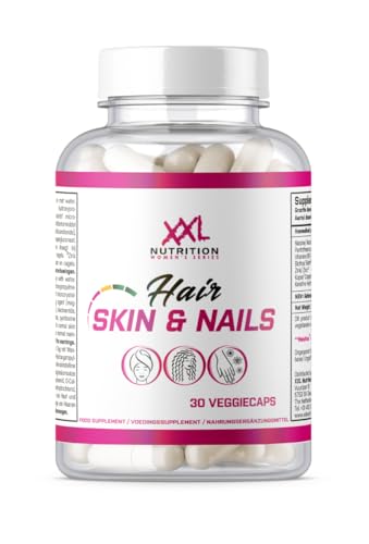 XXL Nutrition - Hair, Skin & Nails - Haut, Haare, Nägel Kapseln - Niacin, Zink, Pantothensäure, Vitamin B6, Kupfer, Biotin - 30 Kapseln