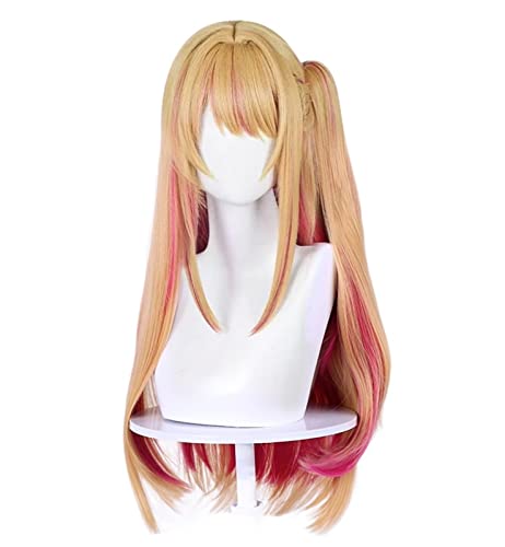 Frauen Cosplay Perücke Simulation Kopfhaut Top Anime Styling Mode gelb rosa Perücke Haarset Modedekoration