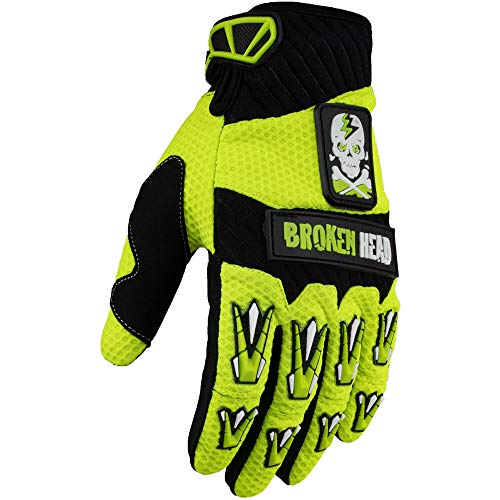 Broken Head MX-Handschuhe Faustschlag - Motorrad-Handschuhe Für Motocross, Enduro, Mountainbike - Neon-Gelb (XL)