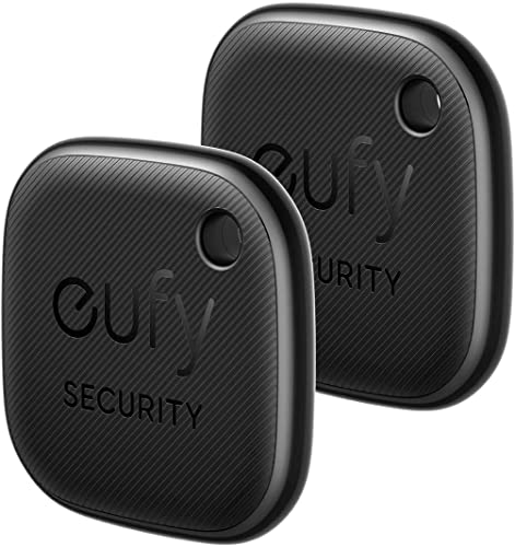 eufy Security SmartTrack Link (Schwarz, 2er-Pack) Schlüsselfinder, Kompatibel mit Apple Find My (iOS), Schlüsselfinder, Bluetooth-Tracker für Ohrhörer und Gepäck, Telefonfinder, wasserdicht.