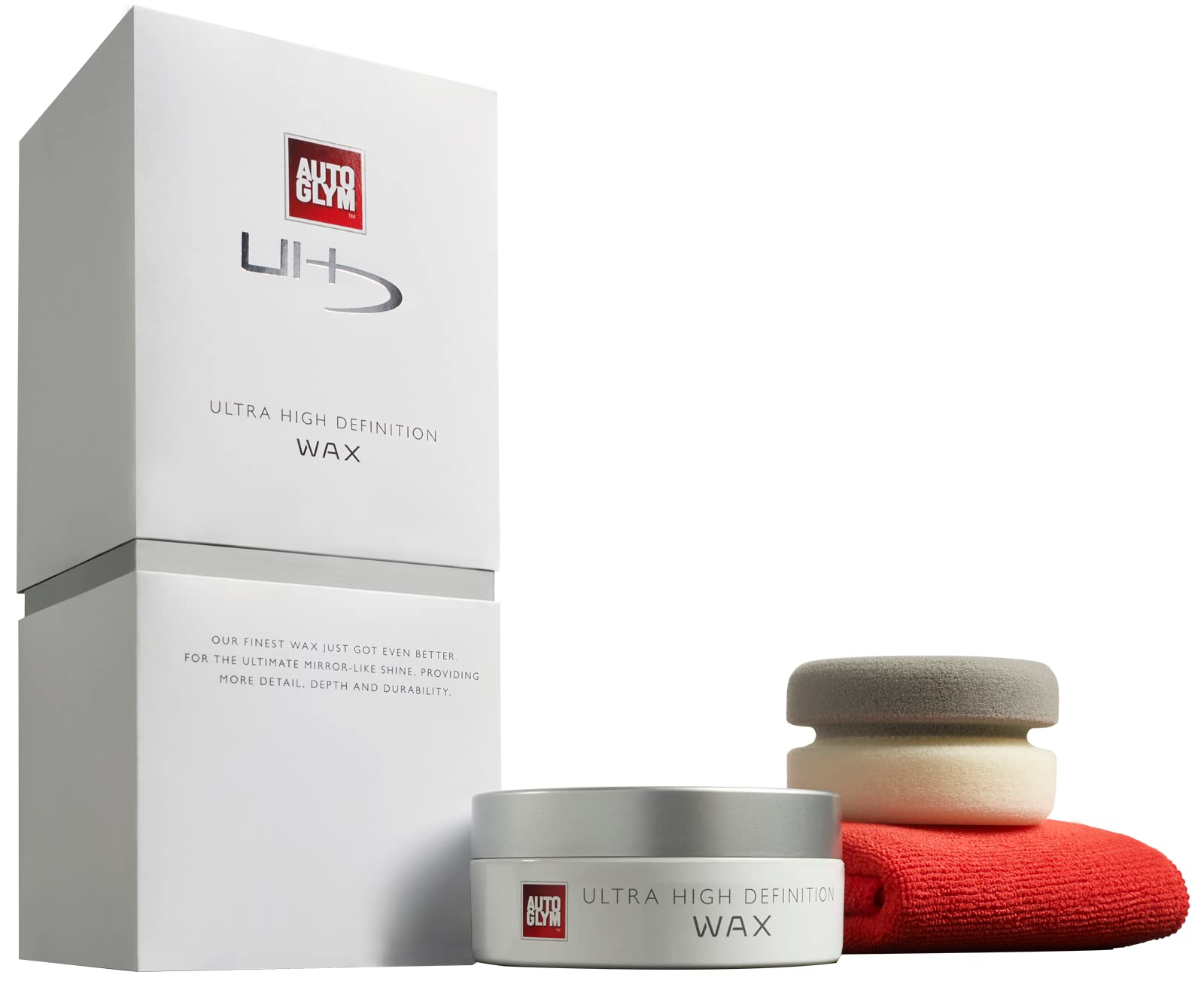 Autoglym Ultra High Definition Wachs Set – Inklusive biologischem Carnaubawachs, Wachsapplikator und Hi-Tech Pflegetuch für alle Arten von Autolackierungen, 120g