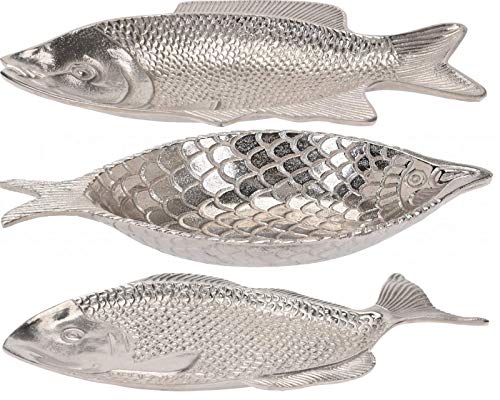 Fair-Shopping Fisch-Schale Tablett Teller Obst-Zier-Schale Aluminium-Schale Silber Variation (A220-40cm)