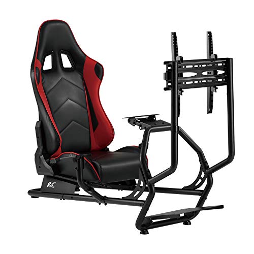 NanoRS RS160 Rennsimulator Cockpit 3 in 1 Spielsitz mit Kunstlederbezug Lenkradständer TV-Halterung bis 50" Max. Vesa 400x400