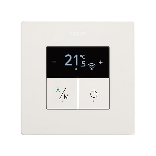 SIMON - iO-Thermostat für Einbauheizung, weiß, Simon 270-Serie, Flach- und Feinwandthermostat, inkl. Rahmen, Deckel und Mechanismus, weiß